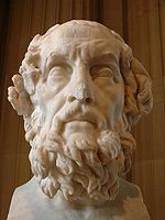 Φανταστική προτομή του Ομήρου, ρωμαϊκό αντίγραφο (2ος αιώνας) του αυθεντικού ελληνικού (2ος αιώνας π.Χ.). Μουσείο του Λούβρου (Ma 440)