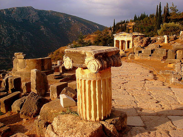 Delphi, site of the sanctuary to Phoebus Apollo, the Pythian Games and the legendary Oracle “Pythia”.